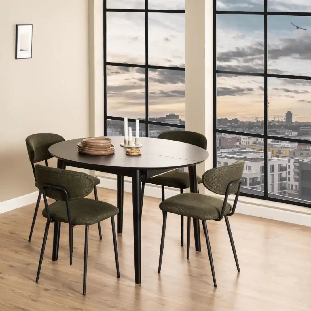 Montreux Round Extending Dining Table in Black 115 - 154cm - Price Crash Furniture