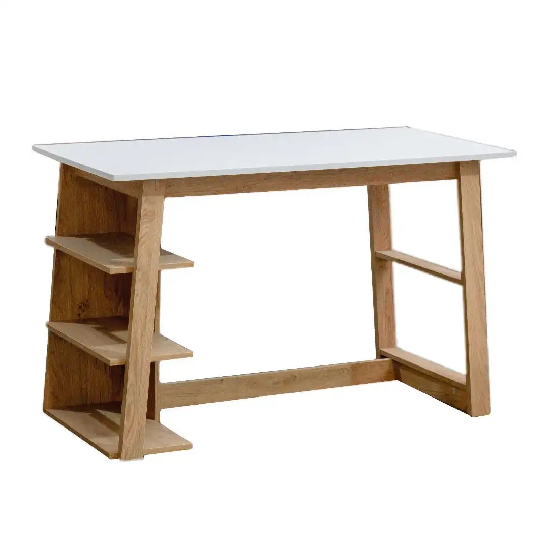 Monza Office / Computer Desk in White and Light Oak - Price Crash Furniture