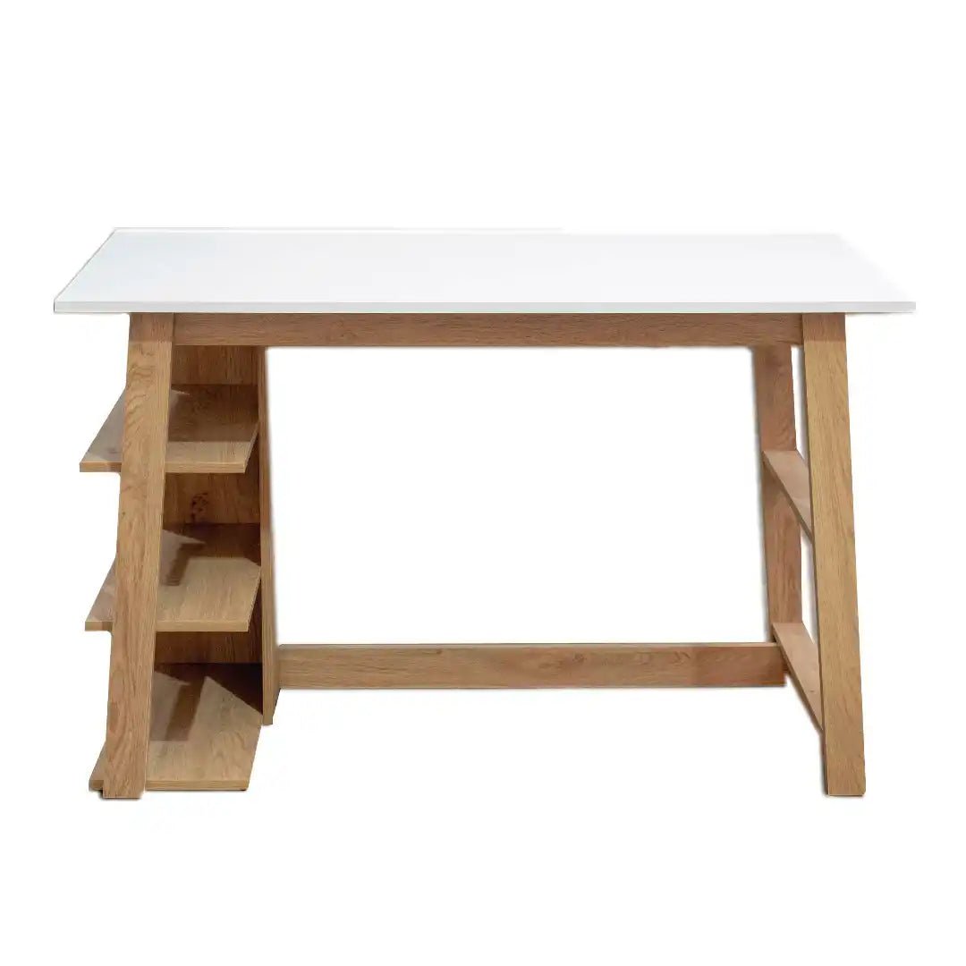 Monza Office / Computer Desk in White and Light Oak - Price Crash Furniture