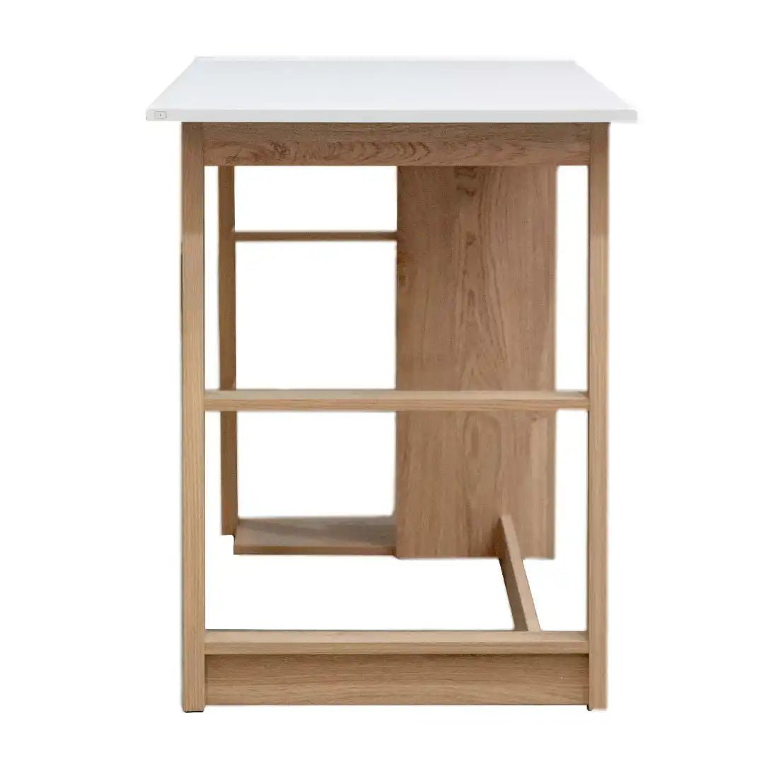 Monza Office / Computer Desk in White and Light Oak - Price Crash Furniture