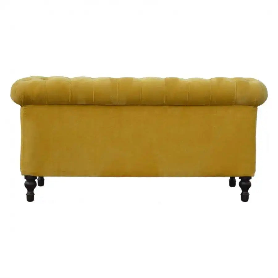 Mustard Velvet 2 Seater Chesterfield Sofa - Price Crash Furniture