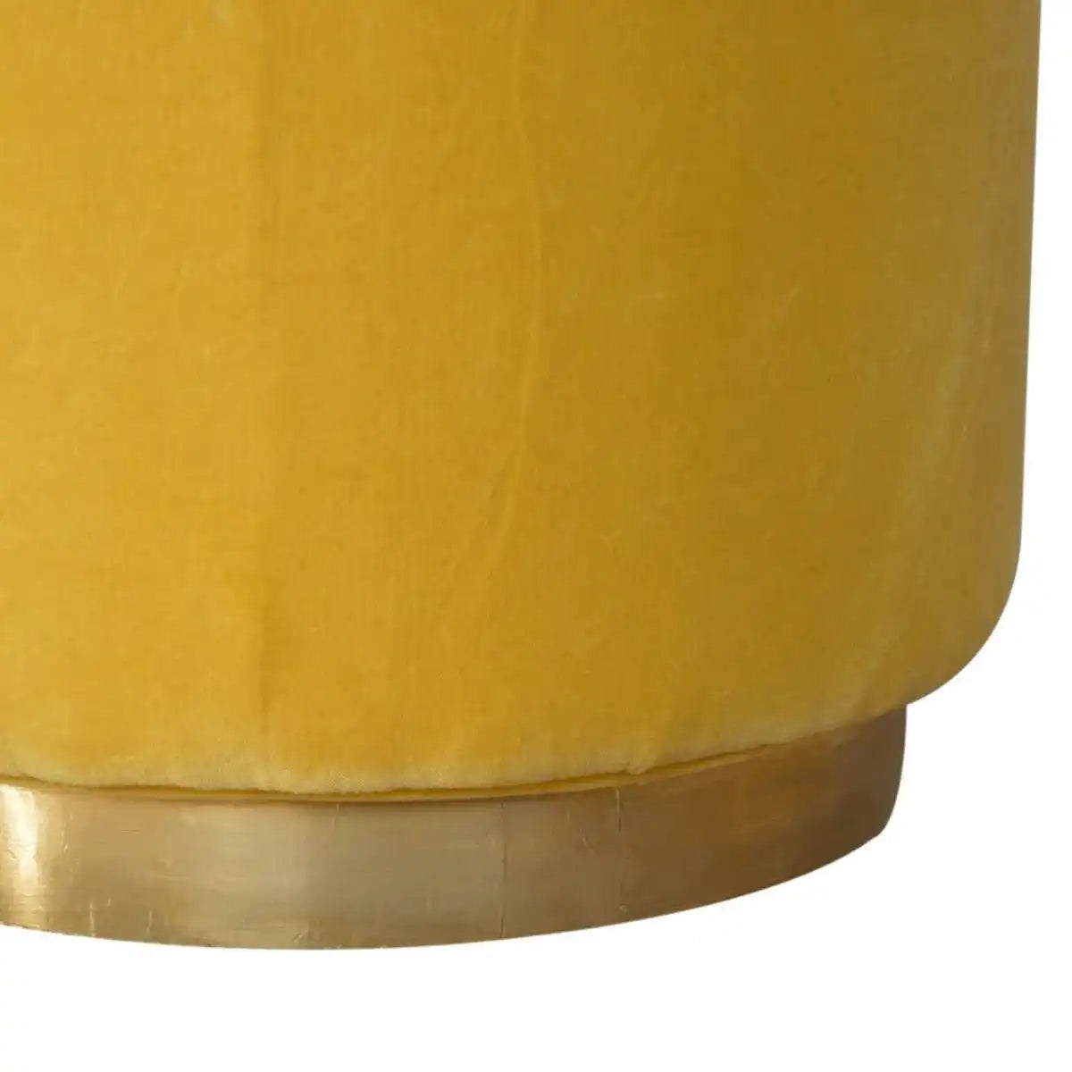 Mustard Yellow Velvet Footstool With Gold Base - Price Crash Furniture