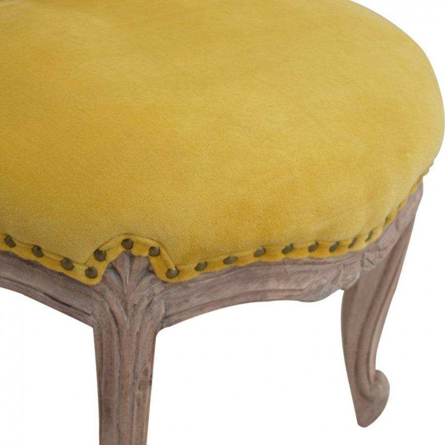 Mustard Yellow Velvet Studded Accent Chair With Cabriole Legs - Price Crash Furniture