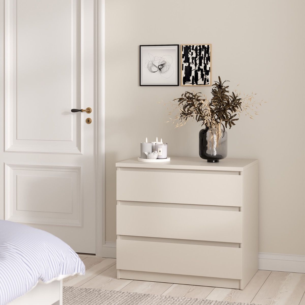 Naia 3 Drawer Chest Of Drawers In Cashmere - Price Crash Furniture