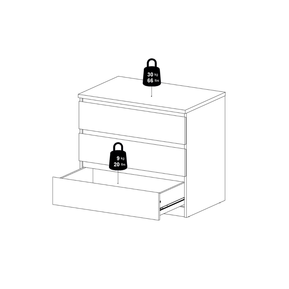 Naia 3 Drawer Chest Of Drawers In Cashmere - Price Crash Furniture