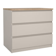 Naia 3 Drawer Chest Of Drawers In Cashmere & Jackson Hickory Oak - Price Crash Furniture