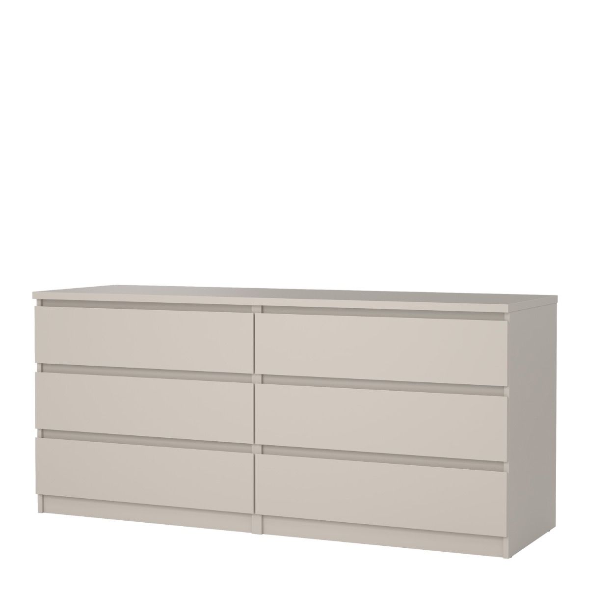 Naia 3+3 Large Wide 6 Drawer Chest Of Drawers In Cashmere - Price Crash Furniture