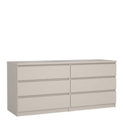 Naia 3+3 Large Wide 6 Drawer Chest Of Drawers In Cashmere - Price Crash Furniture