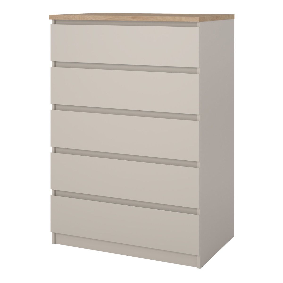 Naia 5 Drawer Chest Of Drawers In Cashmere & Jackson Hickory Oak - Price Crash Furniture