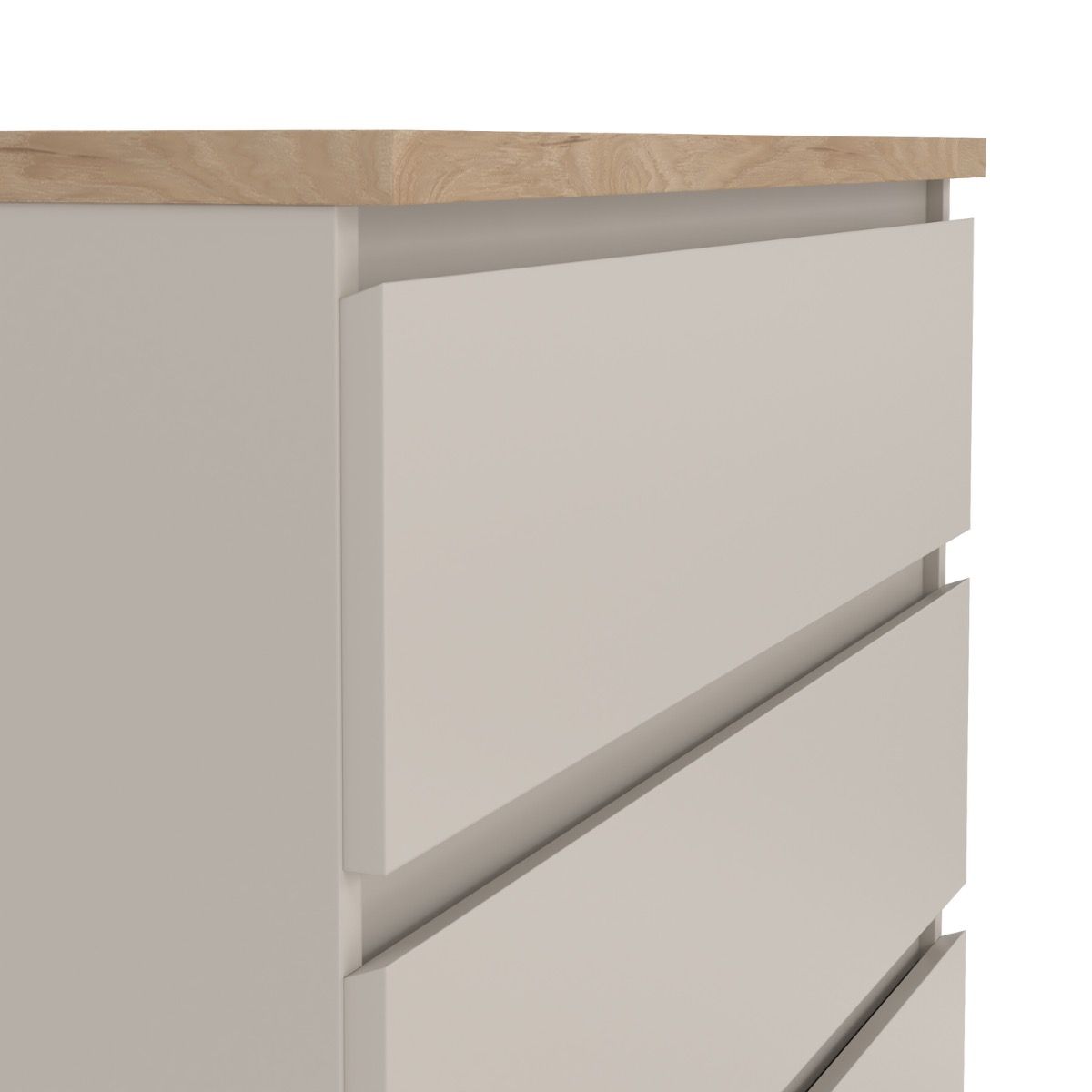 Naia 5 Drawer Chest Of Drawers In Cashmere & Jackson Hickory Oak - Price Crash Furniture