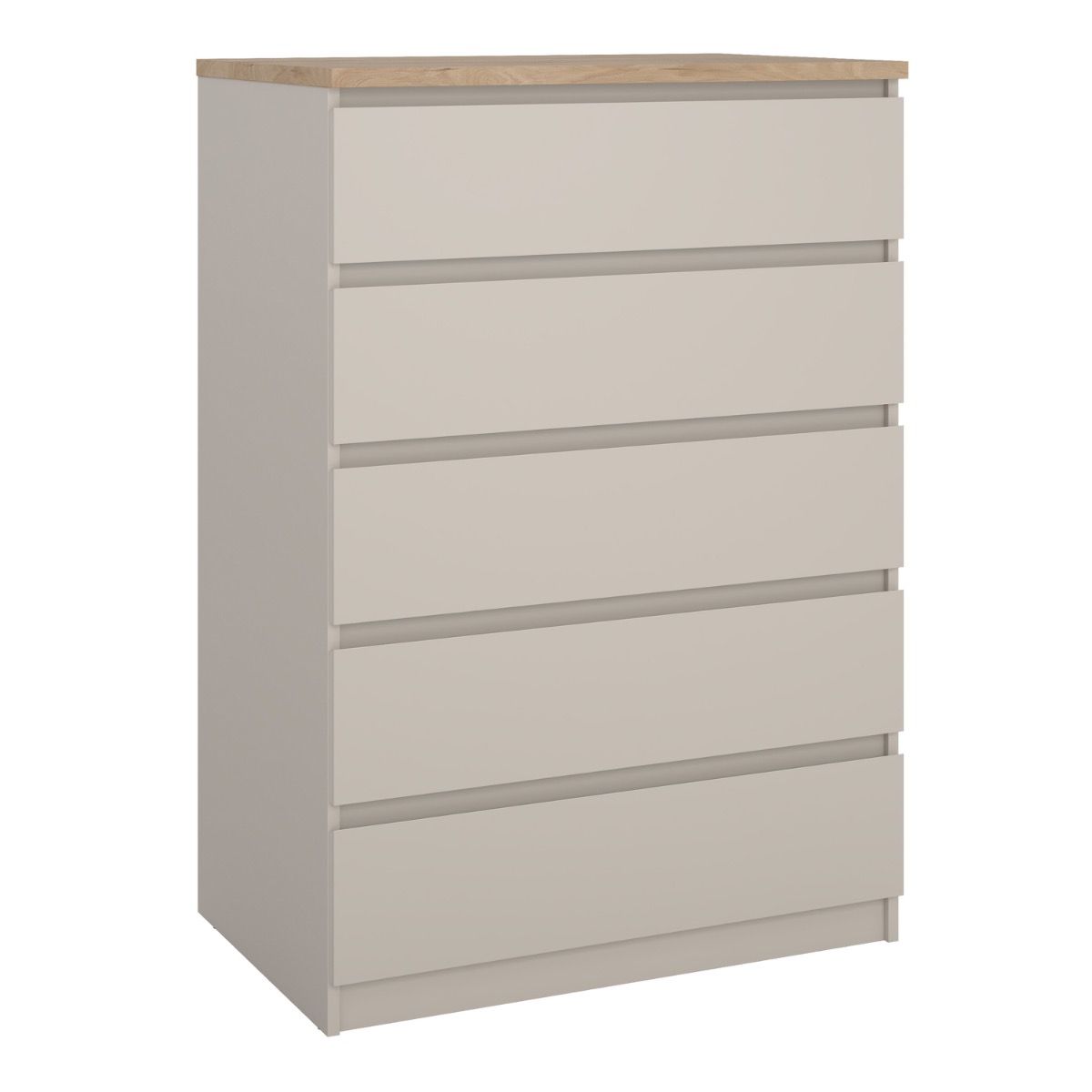 Naia 5 Drawer Chest Of Drawers In Cashmere & Jackson Hickory Oak - Price Crash Furniture
