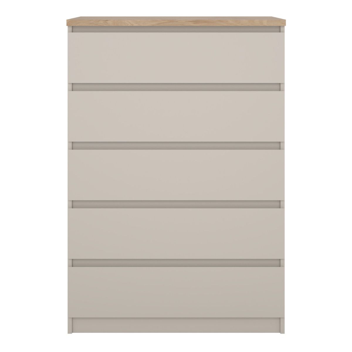 Naia 5 Drawer Chest Of Drawers In Cashmere & Jackson Hickory Oak - Price Crash Furniture