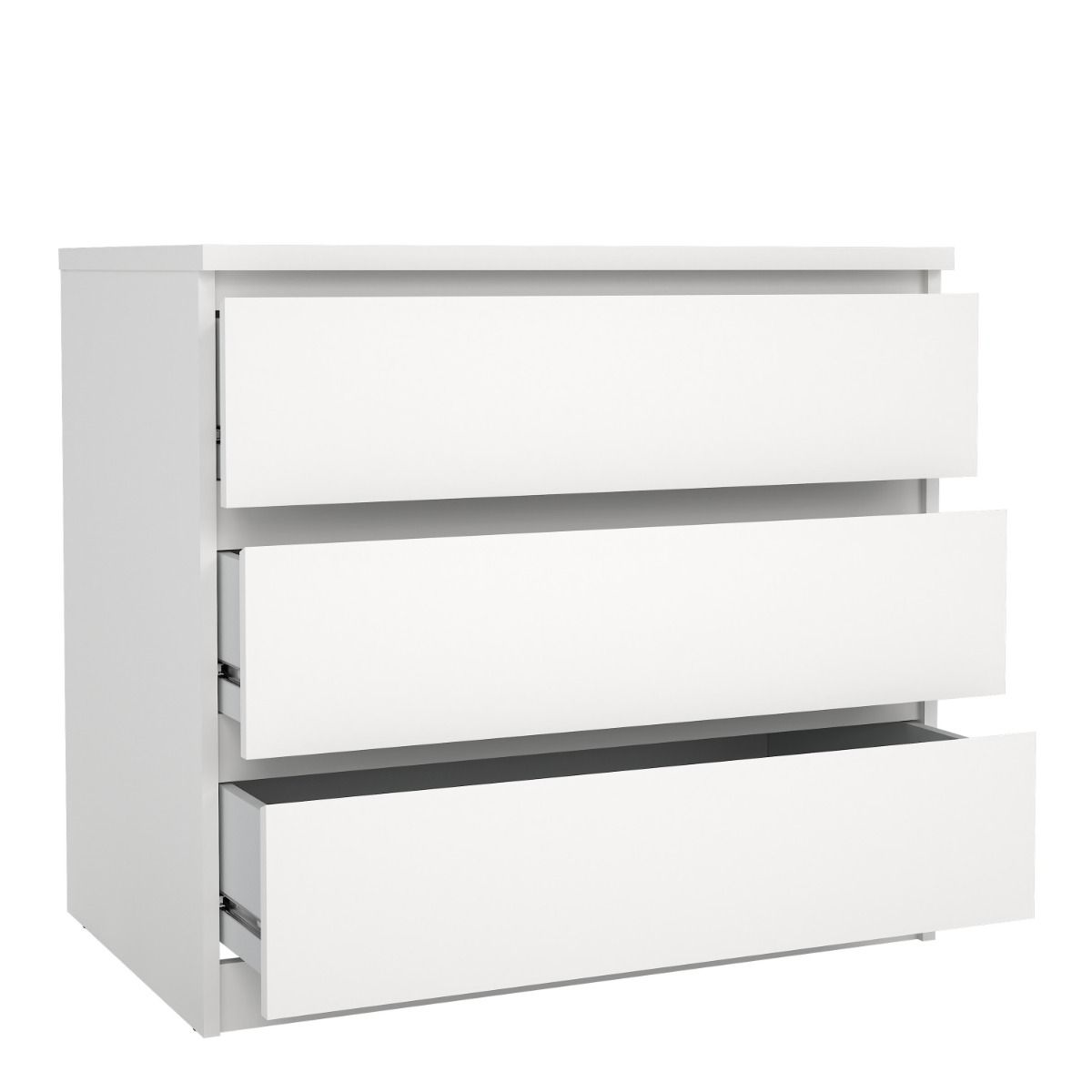 Naia Bedroom 3 Drawer Chest Of Drawers In White - Price Crash Furniture