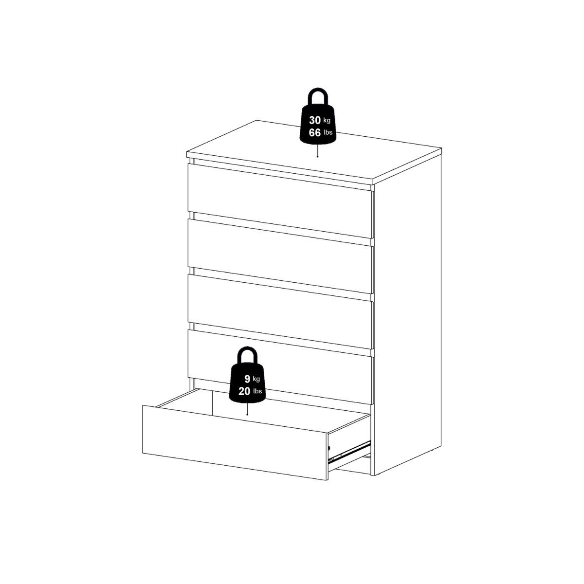 Naia Bedroom 5 Drawer Chest Of Drawers In Cashmere - Price Crash Furniture