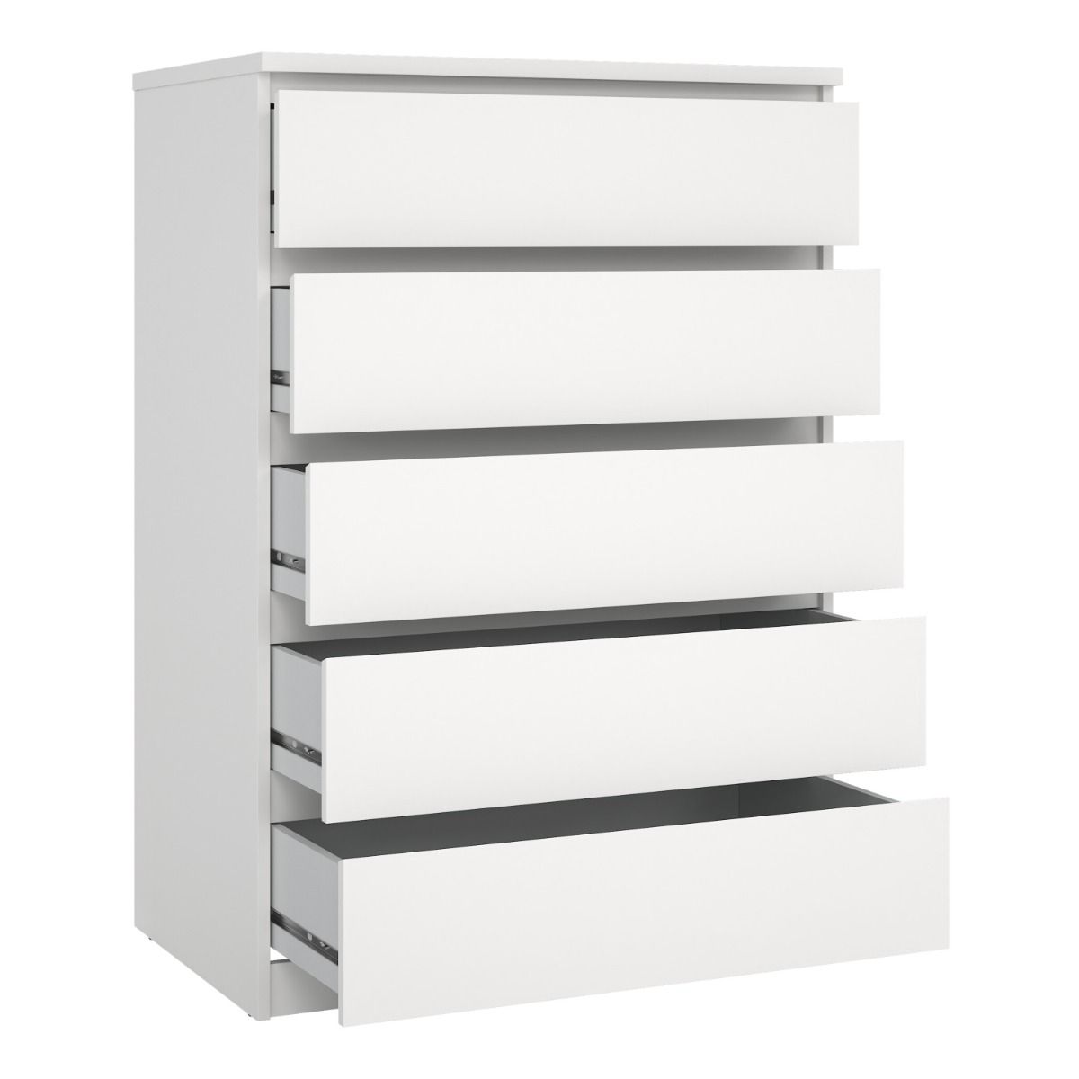 Naia Bedroom 5 Drawer Chest Of Drawers In White - Price Crash Furniture