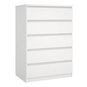 Naia Bedroom 5 Drawer Chest Of Drawers In White - Price Crash Furniture