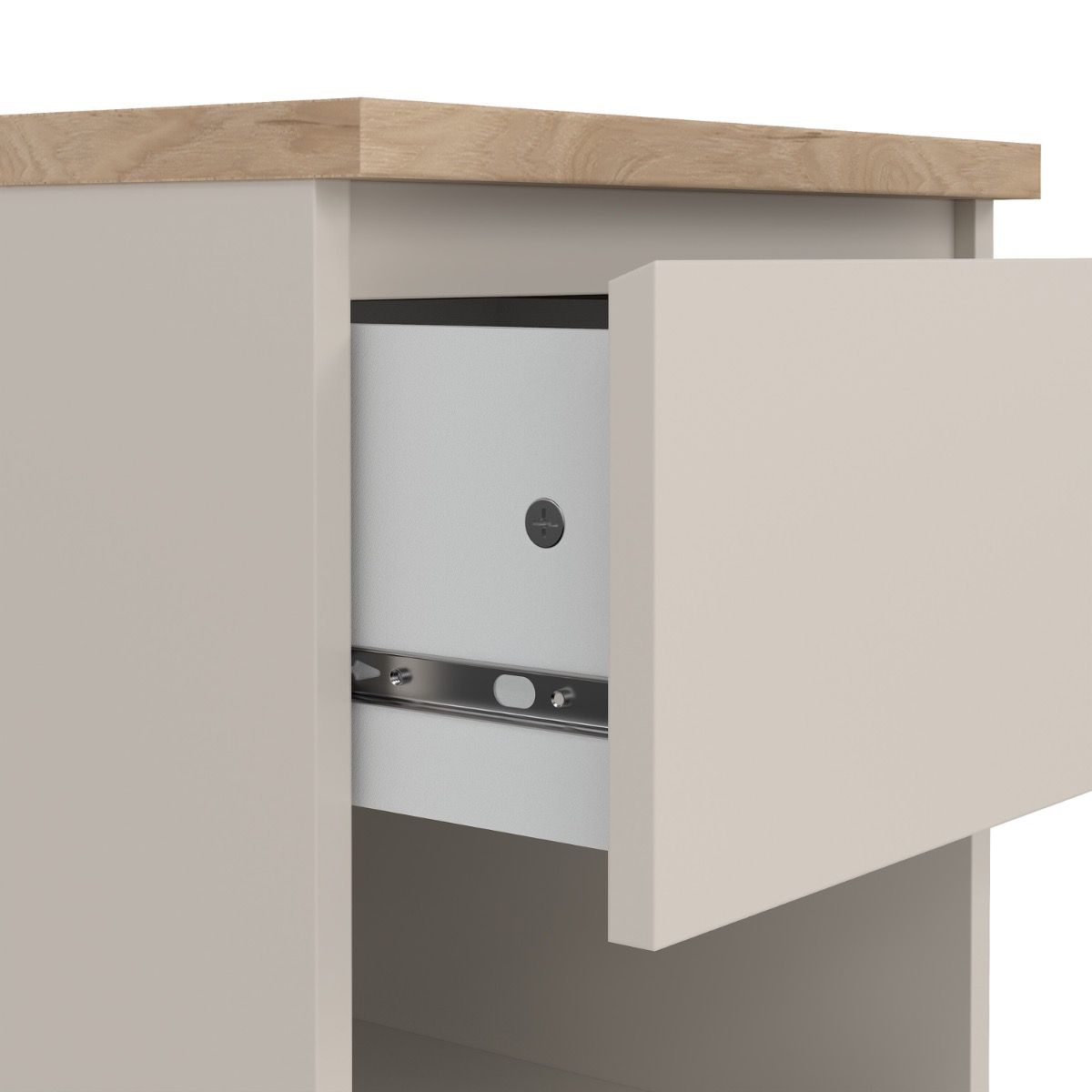 Naia Bedside 1 Drawer 1 Shelf In Cashmere Jackson Hickory - Price Crash Furniture