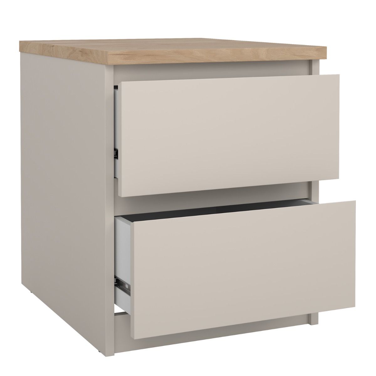 Naia Bedside Cabinet 2 Drawers In Cashmere Jackson Hickory - Price Crash Furniture