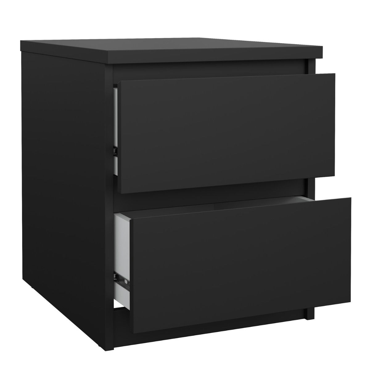 Naia Bedside Cabinet - 2 Drawers In Matt Black - Price Crash Furniture