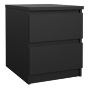 Naia Bedside Cabinet - 2 Drawers In Matt Black - Price Crash Furniture