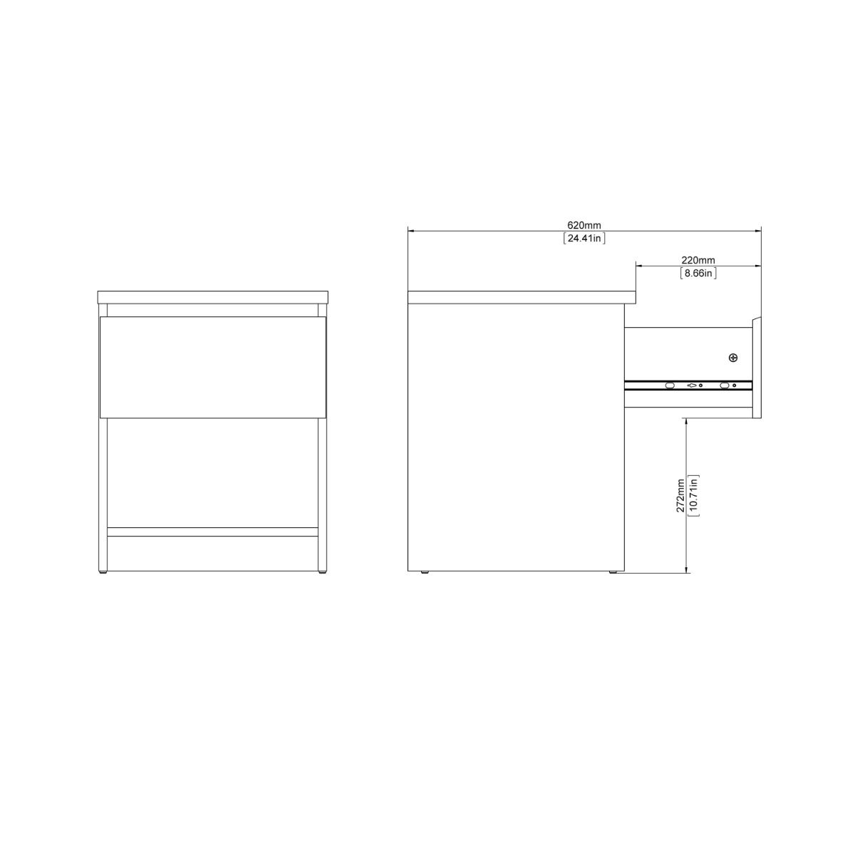 Naia Bedside Table 1 Drawer 1 Shelf In White - Price Crash Furniture