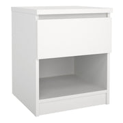 Naia Bedside Table 1 Drawer 1 Shelf In White - Price Crash Furniture