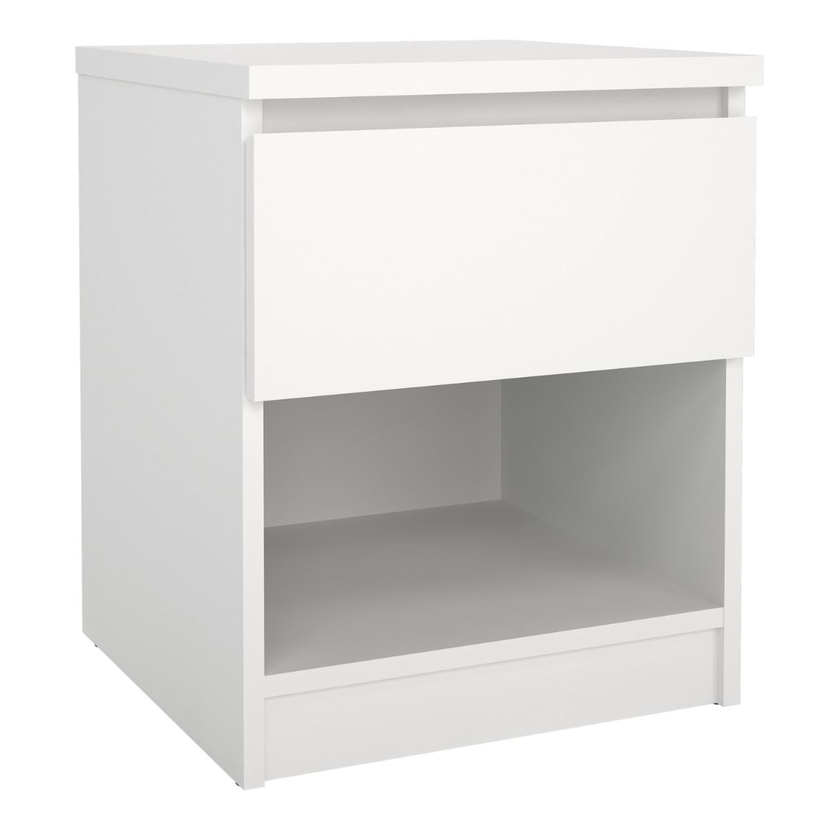 Naia Bedside Table 1 Drawer 1 Shelf In White - Price Crash Furniture