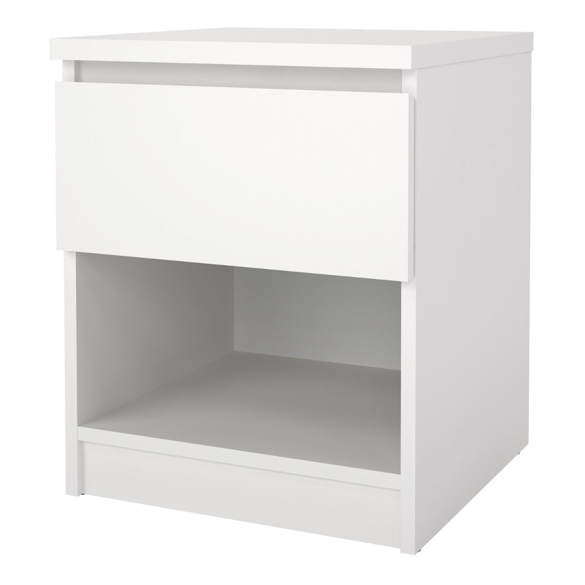 Naia Bedside Table 1 Drawer 1 Shelf In White - Price Crash Furniture