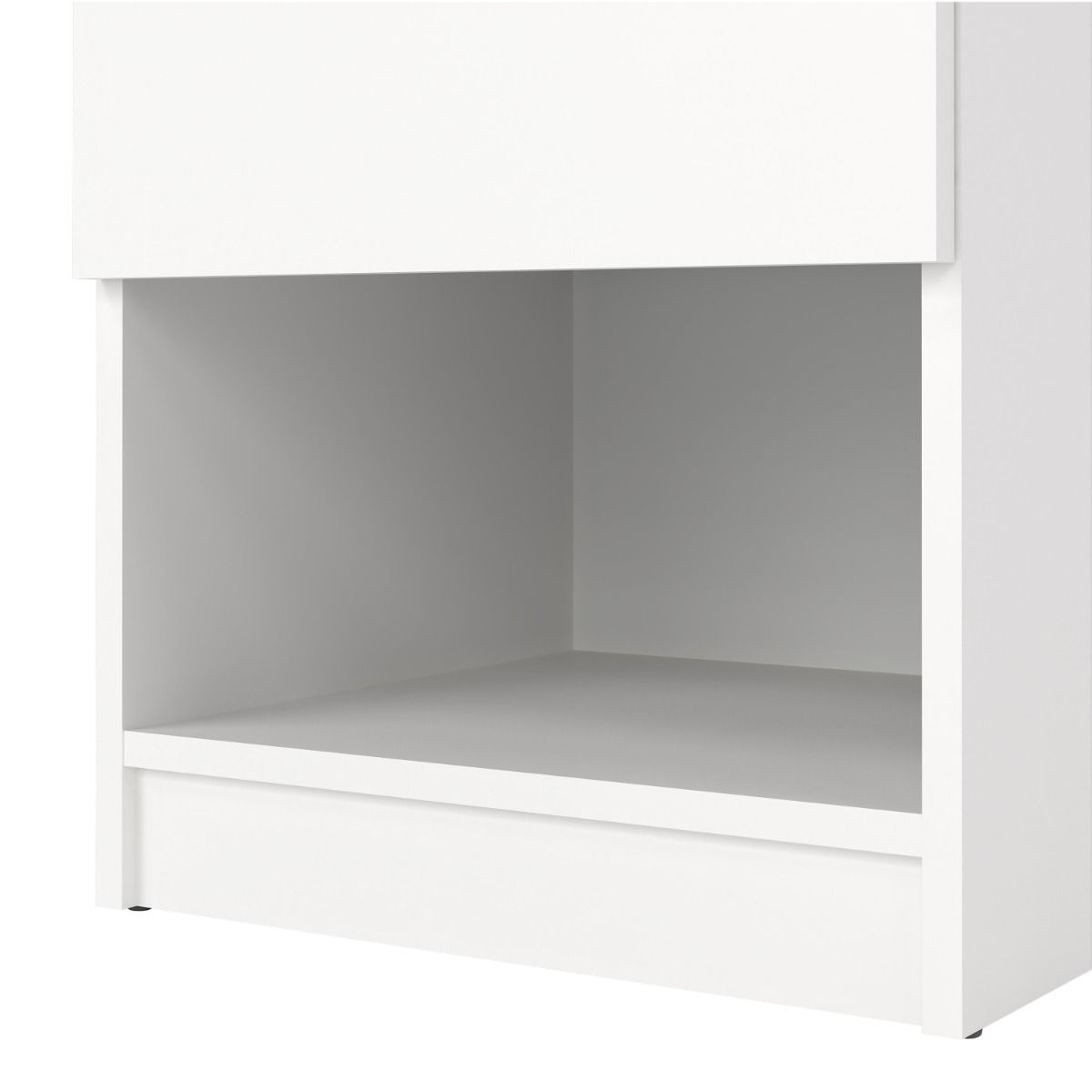 Naia Bedside Table 1 Drawer 1 Shelf In White - Price Crash Furniture