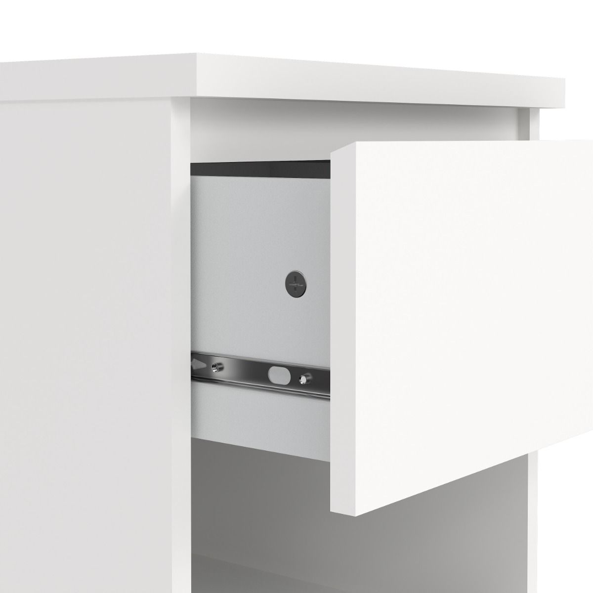 Naia Bedside Table 1 Drawer 1 Shelf In White - Price Crash Furniture