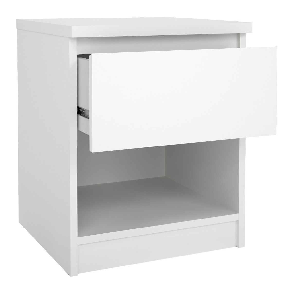 Naia Bedside Table 1 Drawer 1 Shelf In White - Price Crash Furniture