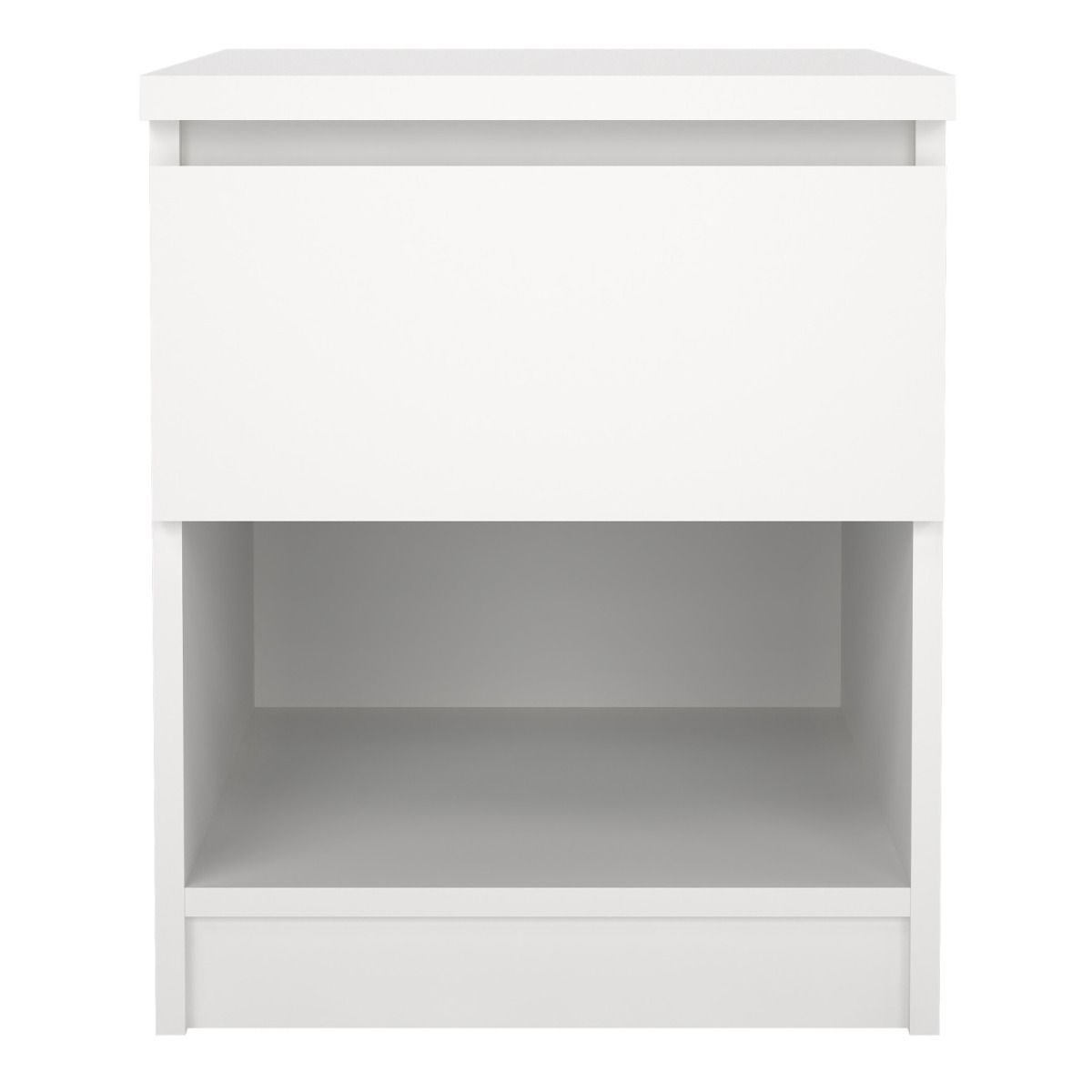 Naia Bedside Table 1 Drawer 1 Shelf In White - Price Crash Furniture