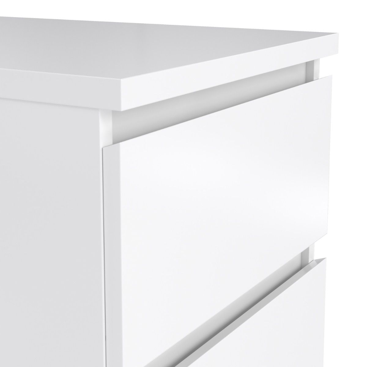 Naia Bedside Table 2 Drawers In White High Gloss - Price Crash Furniture