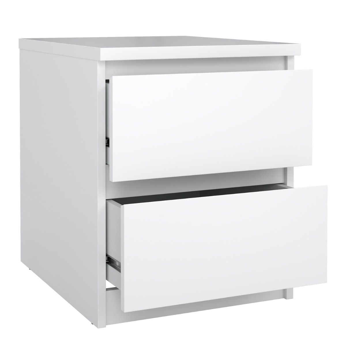 Naia Bedside Table 2 Drawers In White High Gloss - Price Crash Furniture