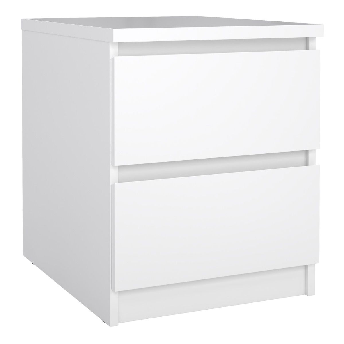 Naia Bedside Table 2 Drawers In White High Gloss - Price Crash Furniture