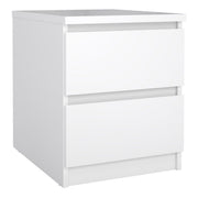 Naia Bedside Table 2 Drawers In White High Gloss - Price Crash Furniture