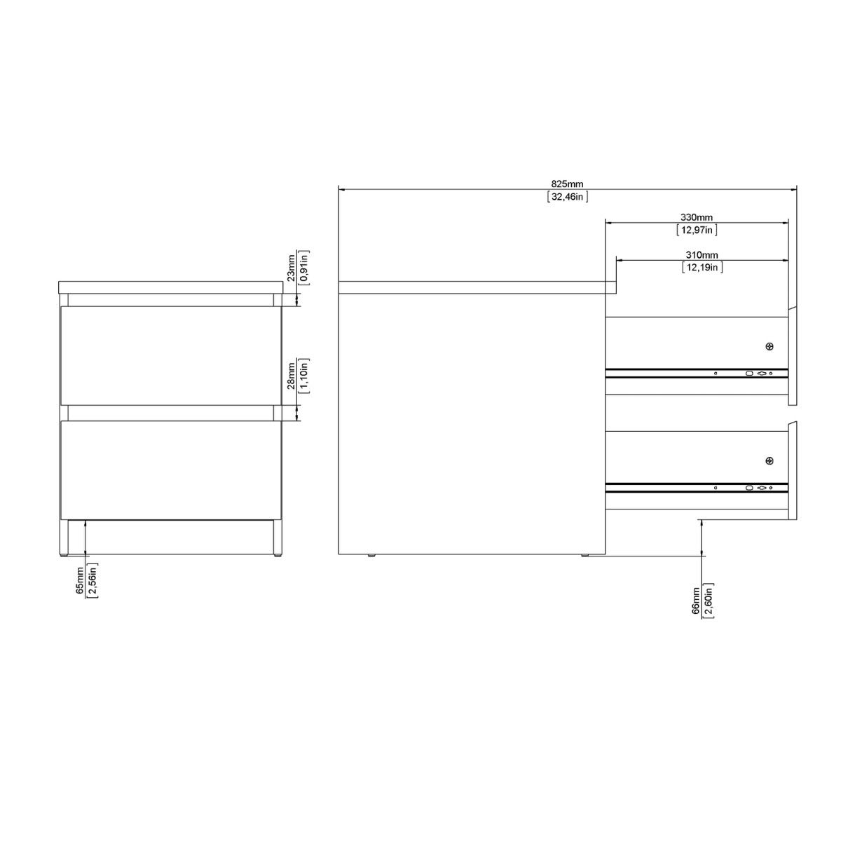 Naia Bedside Table Unit 2 Drawers In Jackson Hickory - Price Crash Furniture