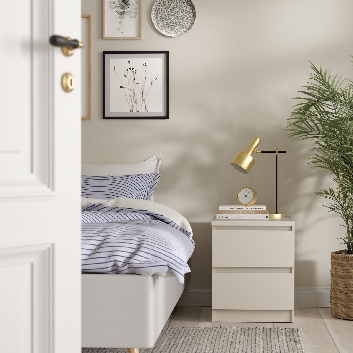 Naia Bedside Table Unit With 2 Drawers In Cashmere - Price Crash Furniture