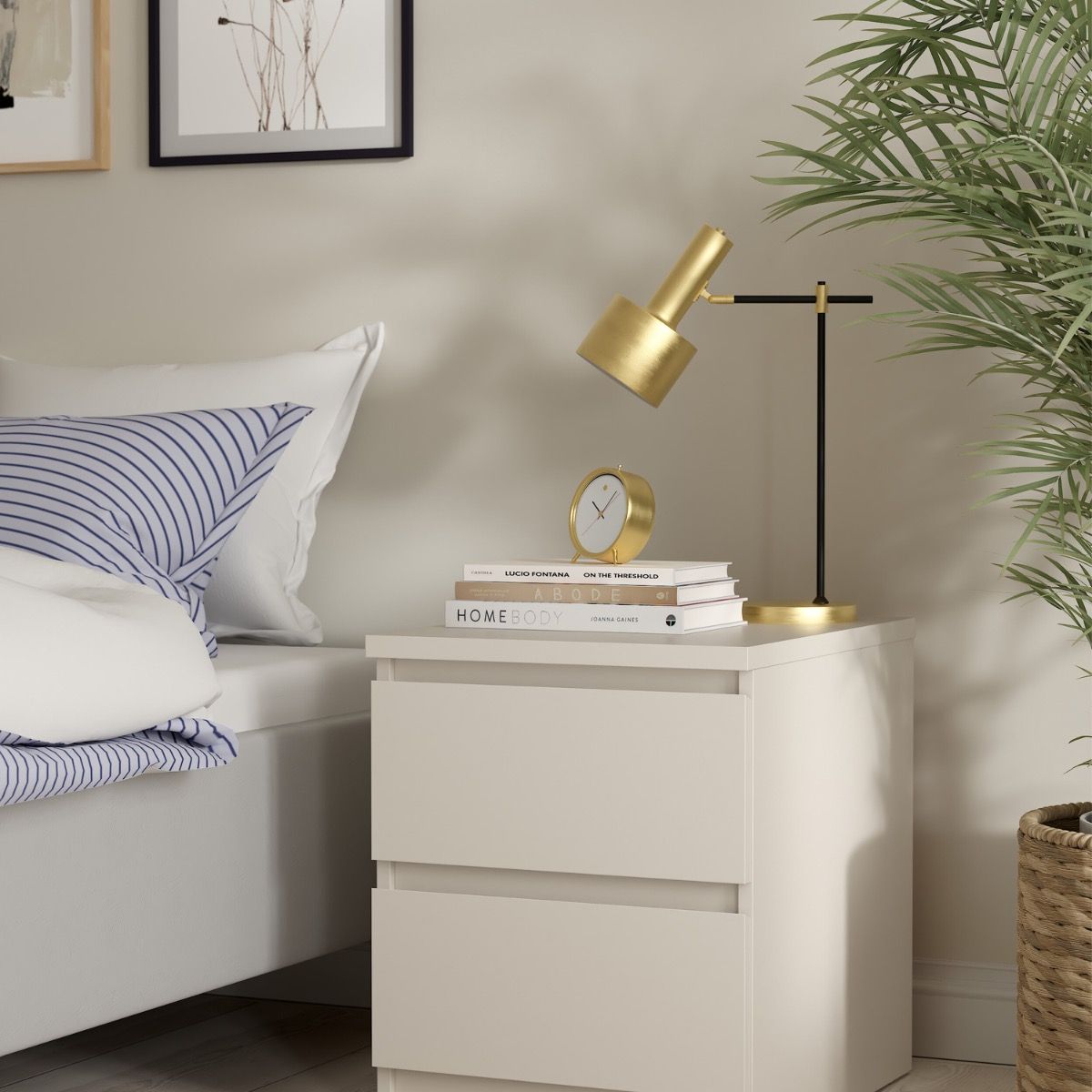 Naia Bedside Table Unit With 2 Drawers In Cashmere - Price Crash Furniture