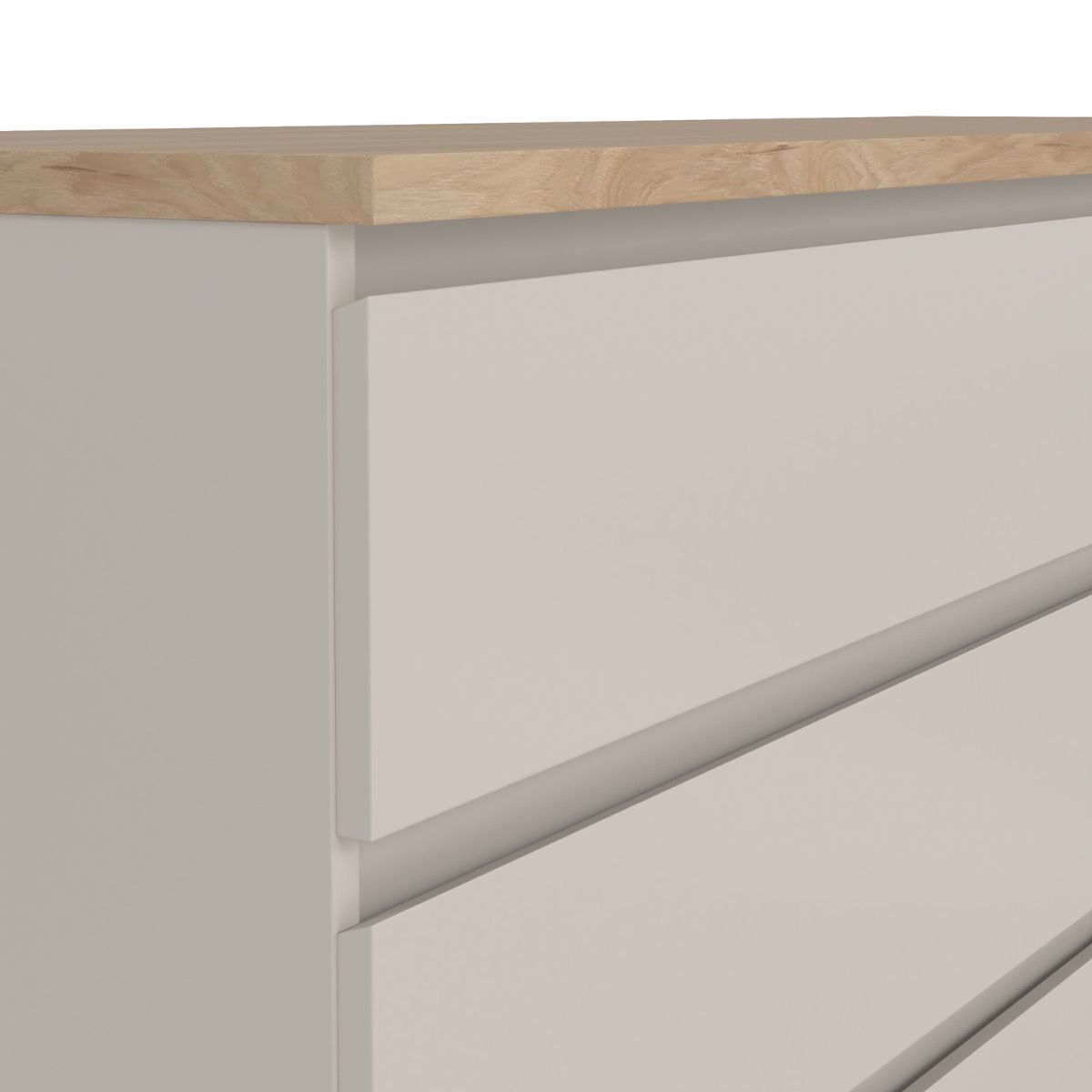 Naia Large Wide 6 Drawer Chest Of Drawers (3+3) In Cashmere & Jackson Hickory Oak - Price Crash Furniture