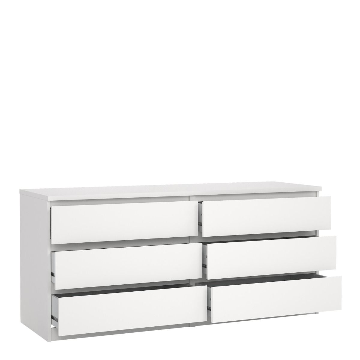 Naia Large Wide 6 Drawer Chest Of Drawers (3+3) In White - Price Crash Furniture