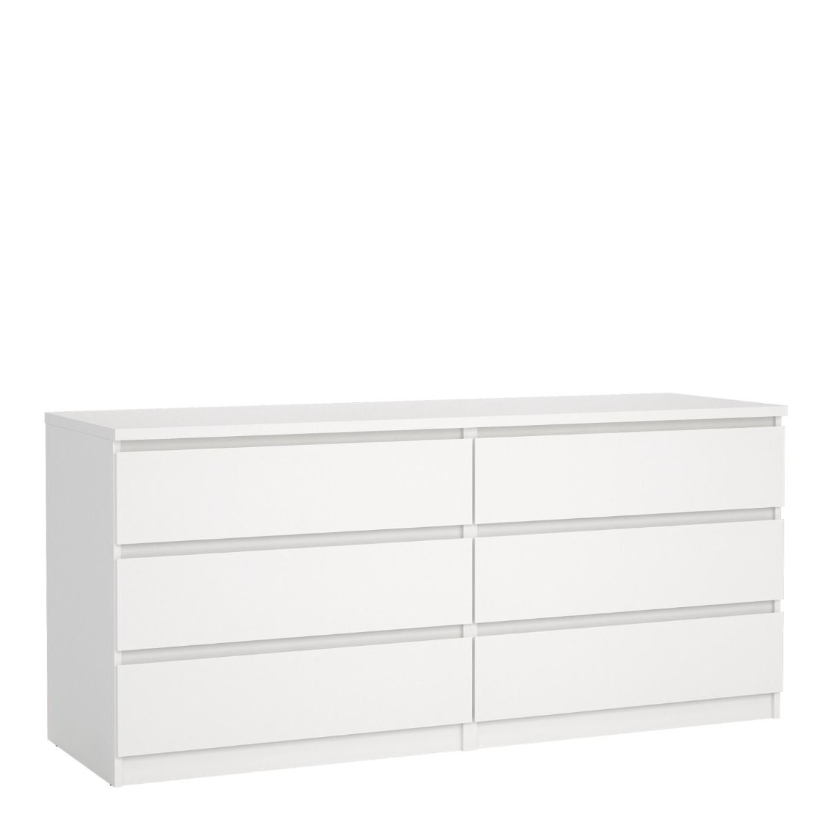 Naia Large Wide 6 Drawer Chest Of Drawers (3+3) In White - Price Crash Furniture