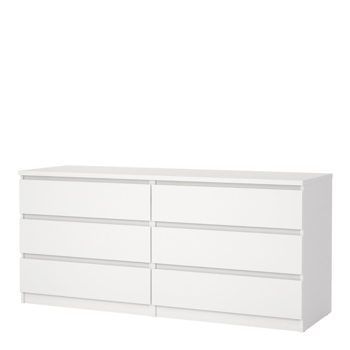 Naia Large Wide 6 Drawer Chest Of Drawers (3+3) In White - Price Crash Furniture