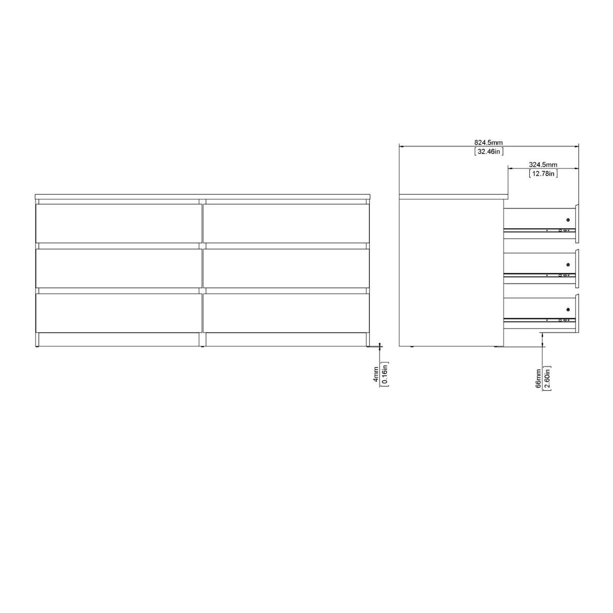 Naia Large Wide 6 Drawer Chest Of Drawers (3+3) In White - Price Crash Furniture
