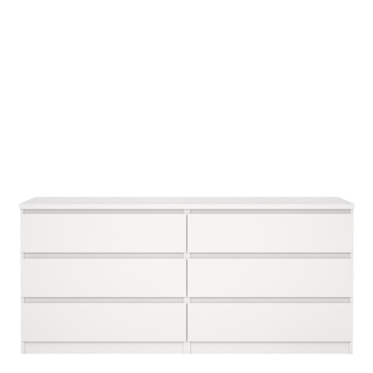 Naia Large Wide 6 Drawer Chest Of Drawers (3+3) In White - Price Crash Furniture