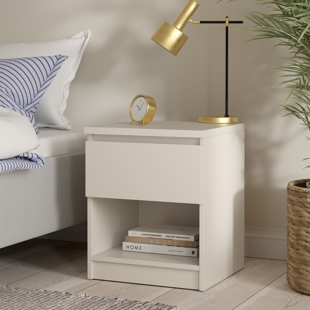 Naia Nightstand 1 Drawer Nightstand In Cashmere - Price Crash Furniture