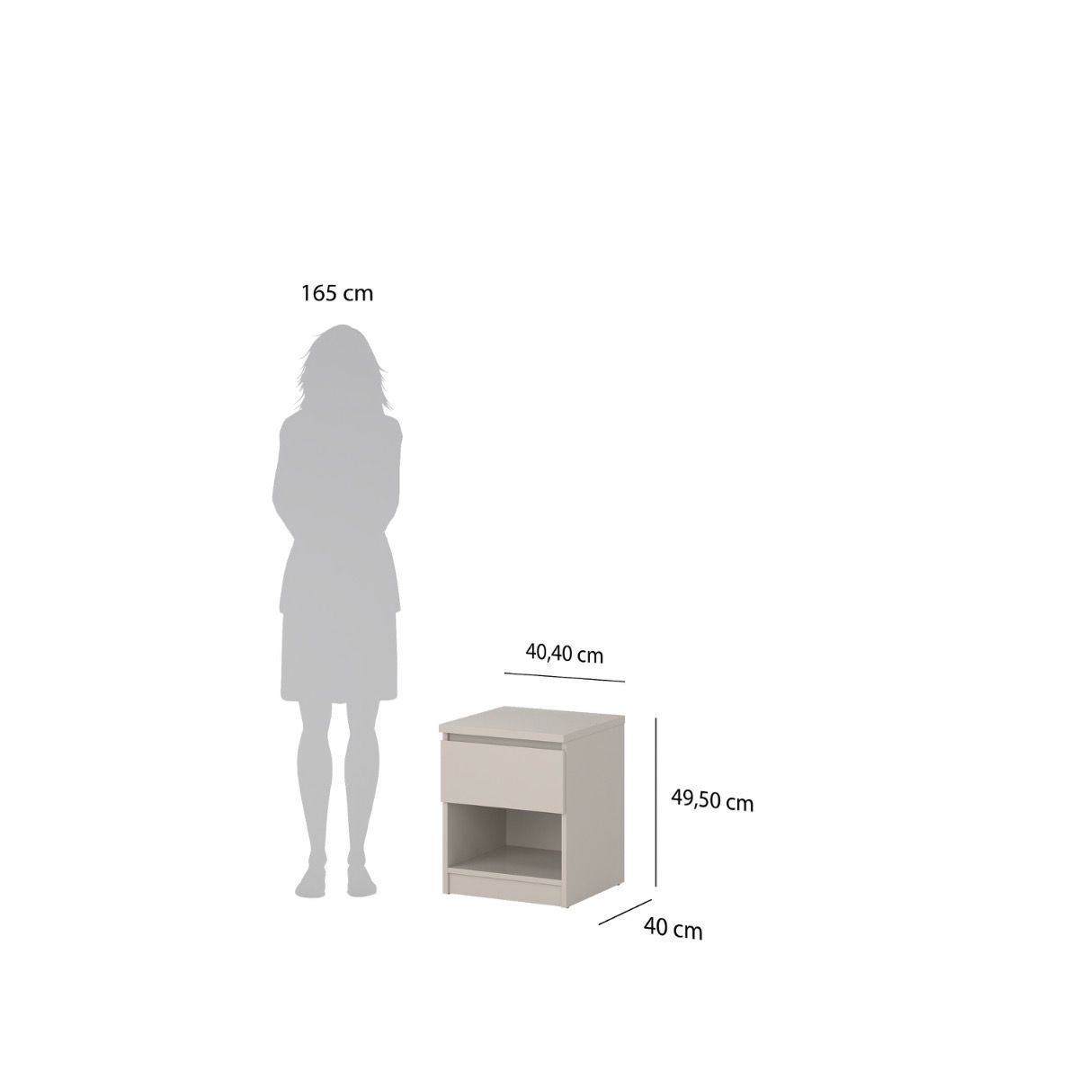 Naia Nightstand 1 Drawer Nightstand In Cashmere - Price Crash Furniture