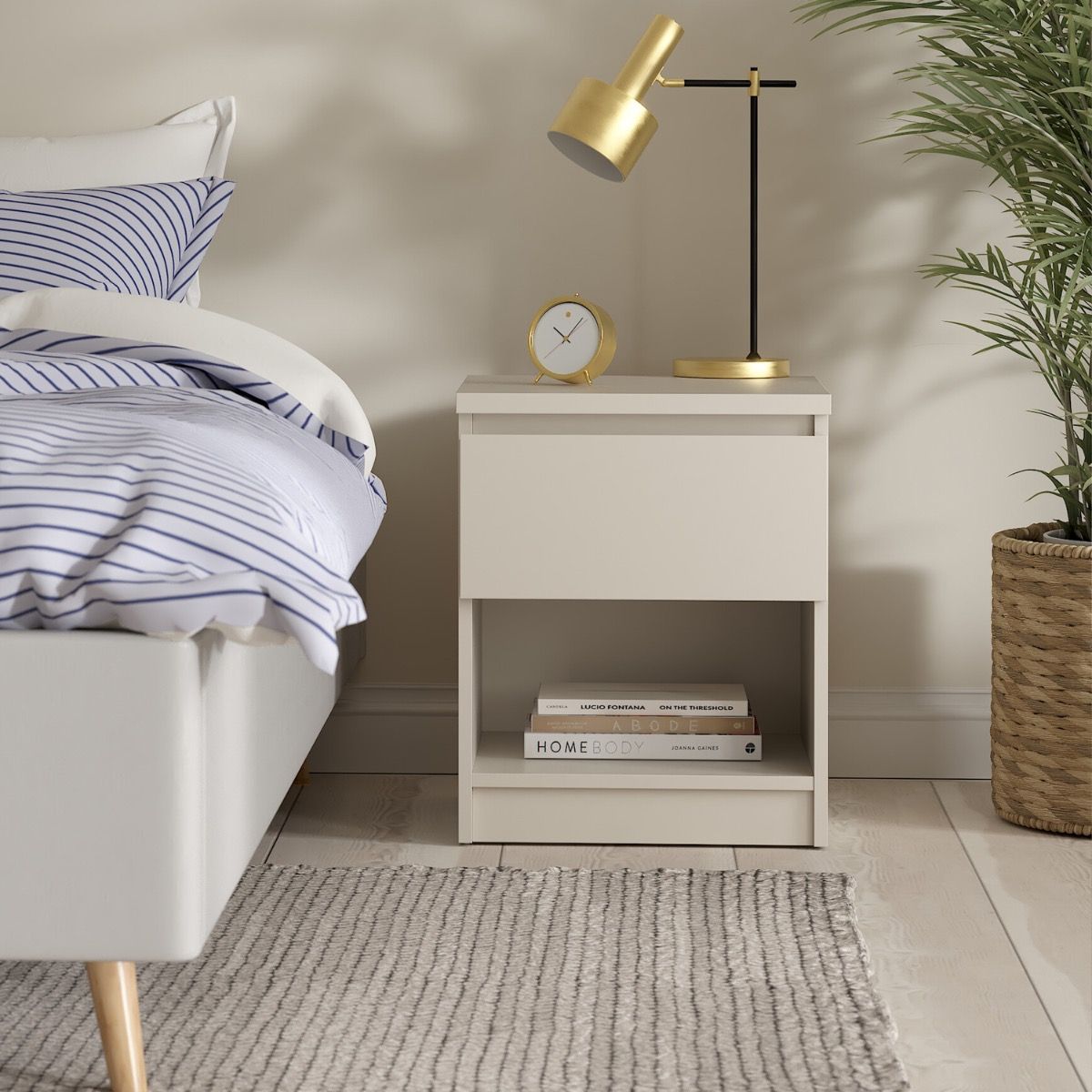 Naia Nightstand 1 Drawer Nightstand In Cashmere - Price Crash Furniture