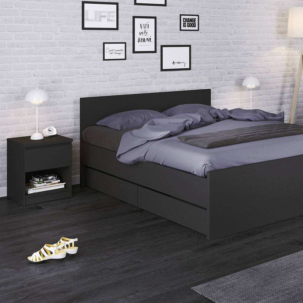 Naia Set Of 2 Underbed Drawers (Single Or Double Bed) In Black Matte - Price Crash Furniture