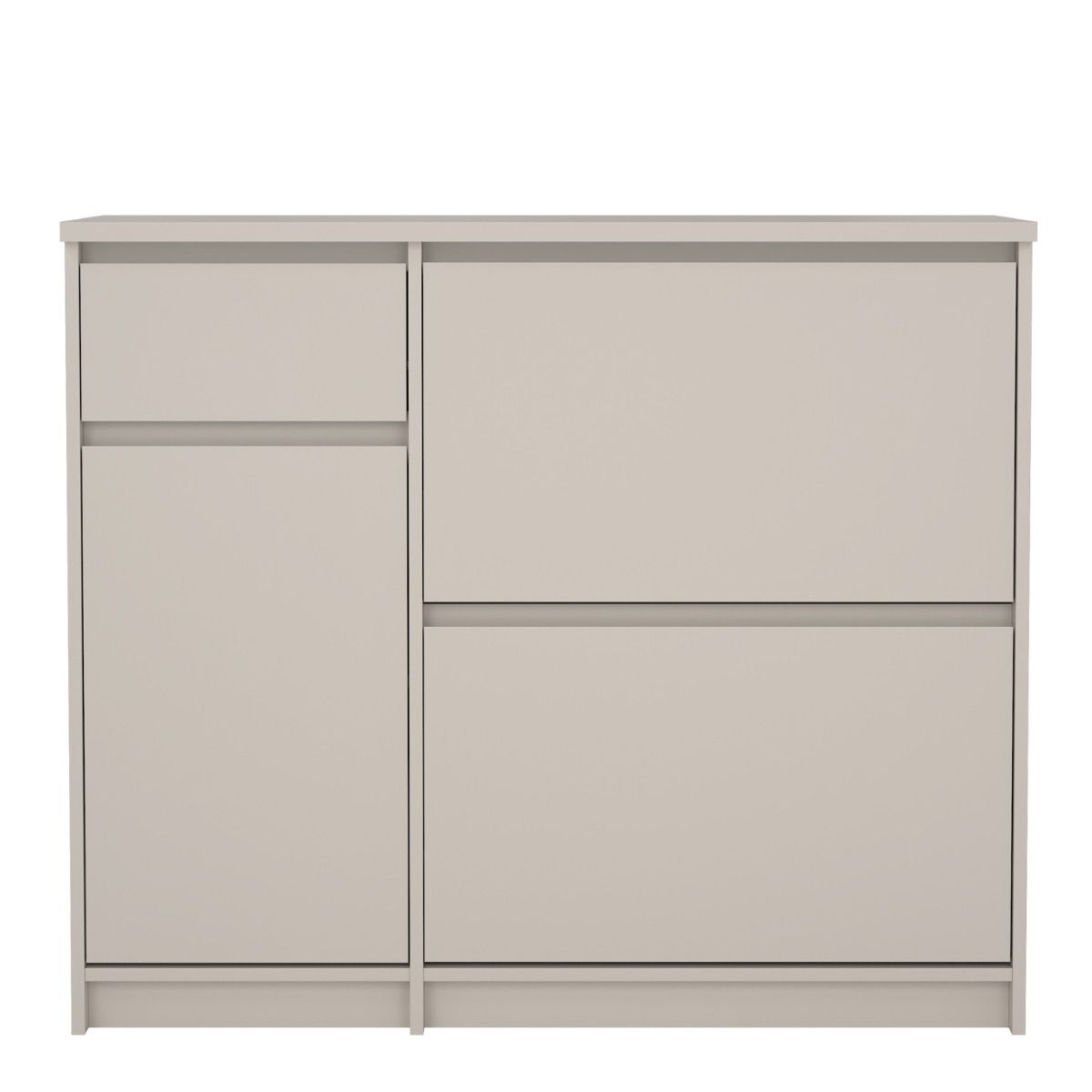 Naia Shoe Cabinet 2 Tilting Doors 1 Door + 1 Drawer In Cashmere - Price Crash Furniture